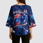 Proud To Be Australian Kimono Sleeve Blouse Australia Flag Day Waving Commonwealth Star