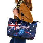 Proud To Be Australian Leather Tote Bag Australia Flag Day Waving Commonwealth Star