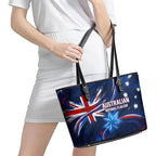 Proud To Be Australian Leather Tote Bag Australia Flag Day Waving Commonwealth Star