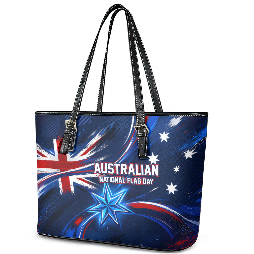 Proud To Be Australian Leather Tote Bag Australia Flag Day Waving Commonwealth Star