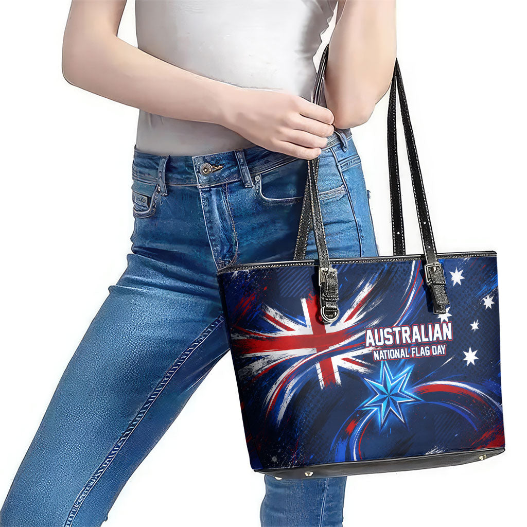 Proud To Be Australian Leather Tote Bag Australia Flag Day Waving Commonwealth Star