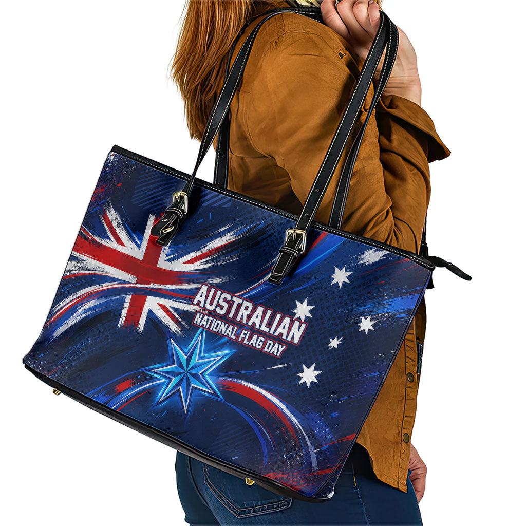 Proud To Be Australian Leather Tote Bag Australia Flag Day Waving Commonwealth Star