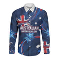 Proud To Be Australian Long Sleeve Button Shirt Australia Flag Day Waving Commonwealth Star