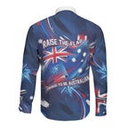 Proud To Be Australian Long Sleeve Button Shirt Australia Flag Day Waving Commonwealth Star