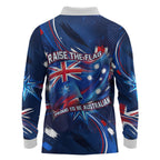 Proud To Be Australian Long Sleeve Polo Shirt Australia Flag Day Waving Commonwealth Star