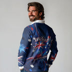 Proud To Be Australian Long Sleeve Polo Shirt Australia Flag Day Waving Commonwealth Star
