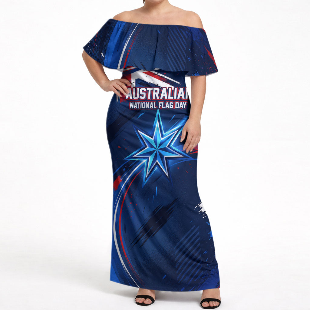 Proud To Be Australian Off Shoulder Maxi Dress Australia Flag Day Waving Commonwealth Star