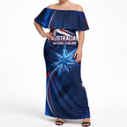 Proud To Be Australian Off Shoulder Maxi Dress Australia Flag Day Waving Commonwealth Star