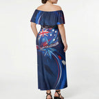 Proud To Be Australian Off Shoulder Maxi Dress Australia Flag Day Waving Commonwealth Star