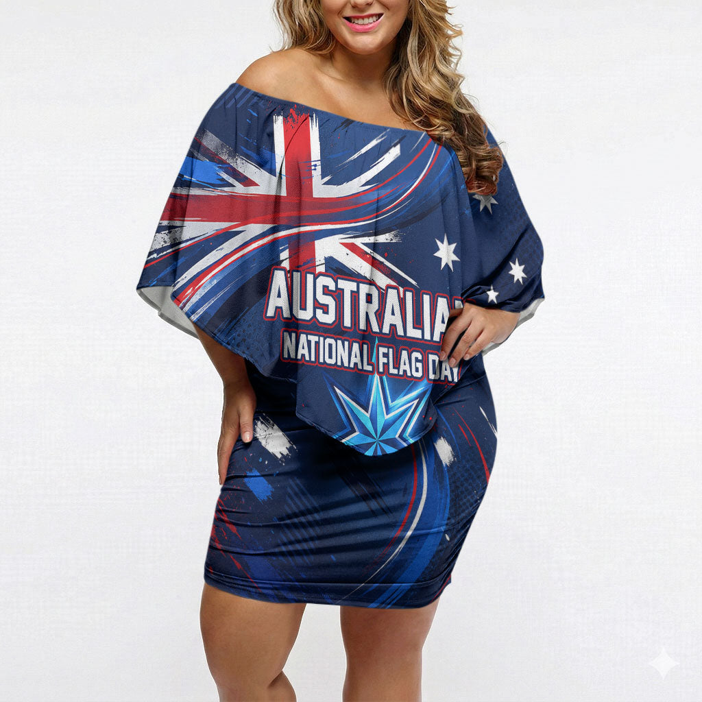 Proud To Be Australian Off Shoulder Short Dress Australia Flag Day Waving Commonwealth Star