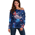 Proud To Be Australian Off Shoulder Sweater Australia Flag Day Waving Commonwealth Star