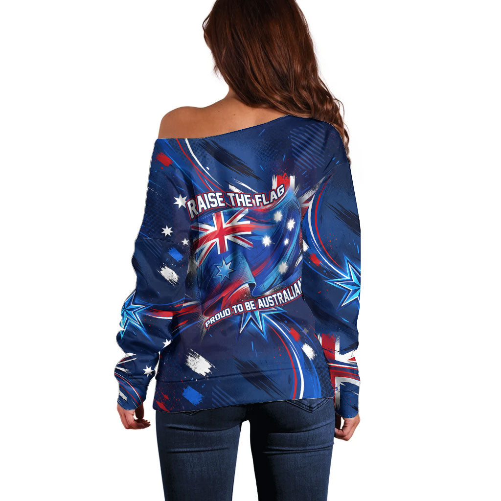 Proud To Be Australian Off Shoulder Sweater Australia Flag Day Waving Commonwealth Star