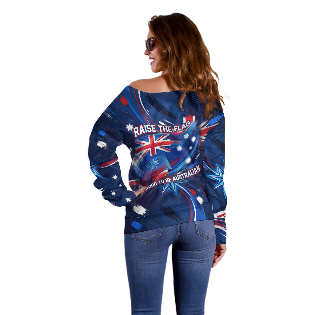 Proud To Be Australian Off Shoulder Sweater Australia Flag Day Waving Commonwealth Star
