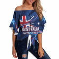 Proud To Be Australian Off Shoulder Wrap Waist Top Australia Flag Day Waving Commonwealth Star