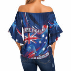 Proud To Be Australian Off Shoulder Wrap Waist Top Australia Flag Day Waving Commonwealth Star