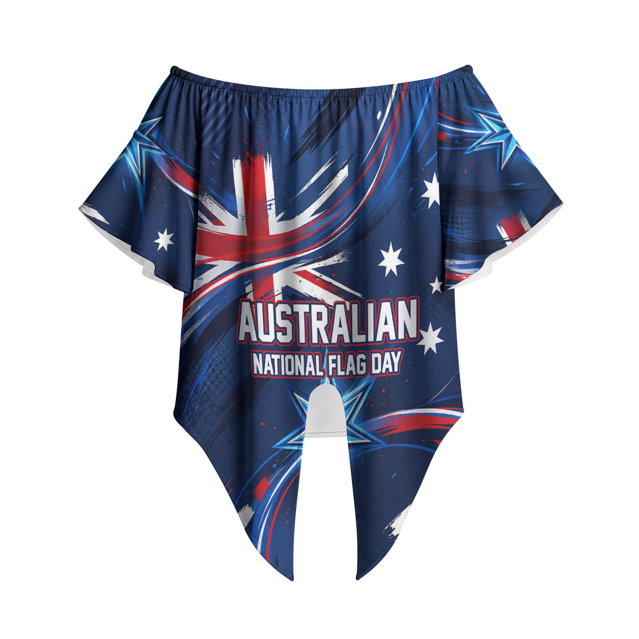 Proud To Be Australian Off Shoulder Wrap Waist Top Australia Flag Day Waving Commonwealth Star