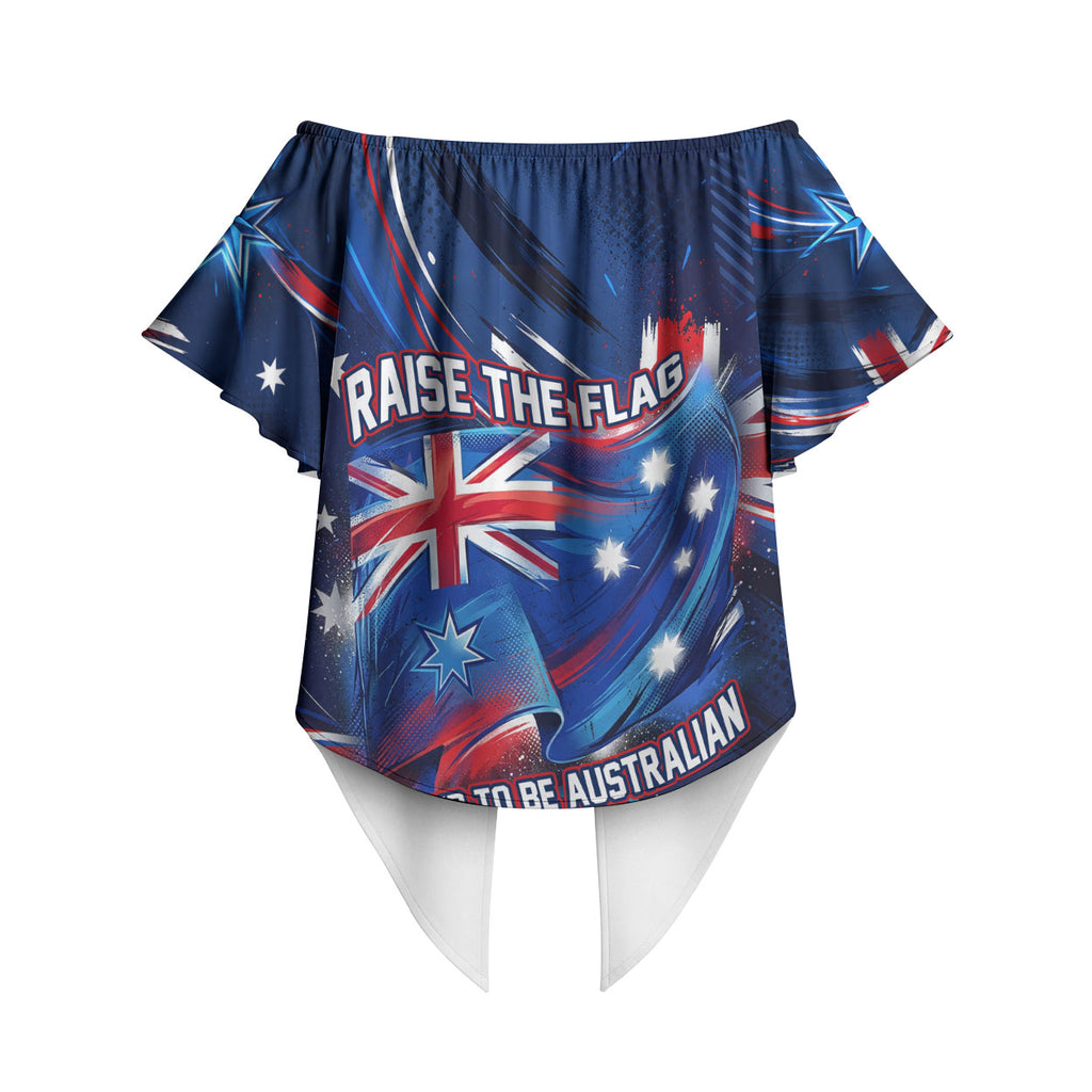 Proud To Be Australian Off Shoulder Wrap Waist Top Australia Flag Day Waving Commonwealth Star