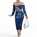 Proud To Be Australian Off The Shoulder Long Sleeve Dress Australia Flag Day Waving Commonwealth Star