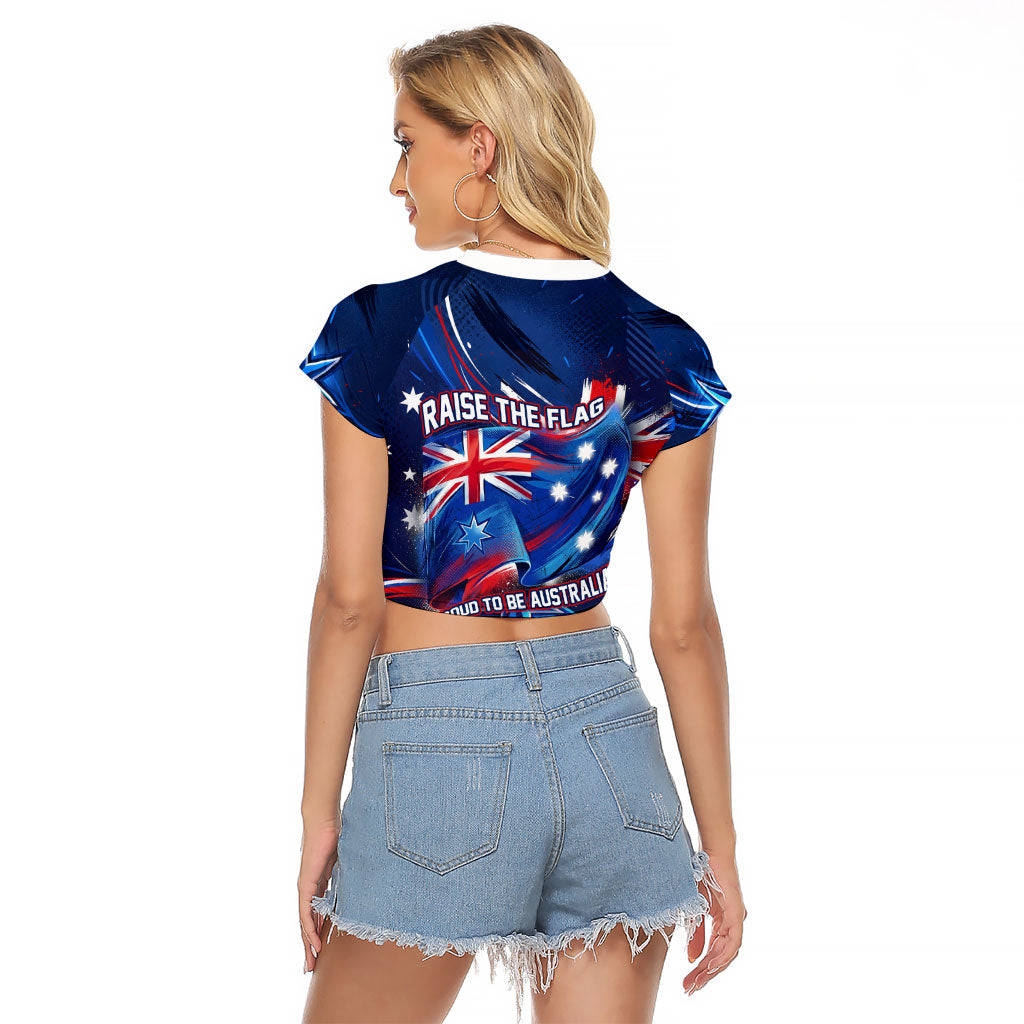 Proud To Be Australian Raglan Cropped T Shirt Australia Flag Day Waving Commonwealth Star