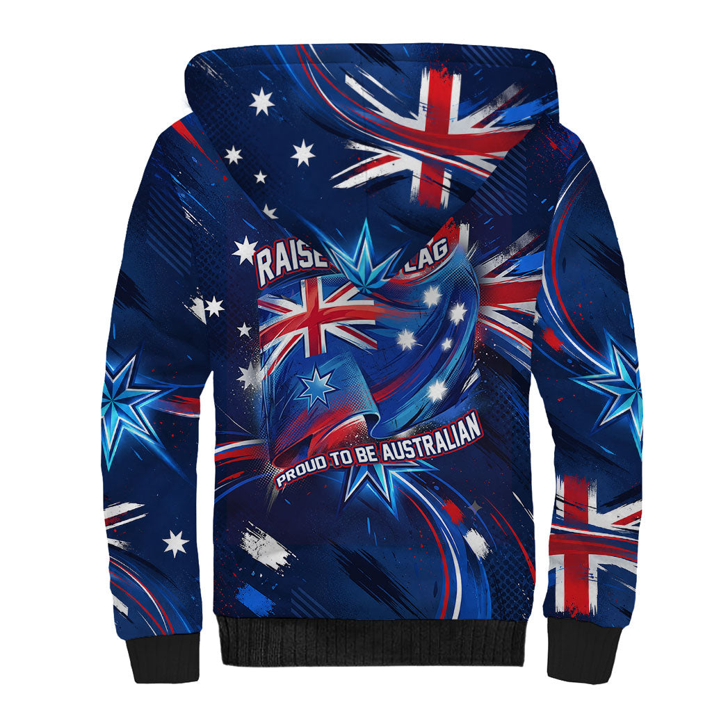 Proud To Be Australian Sherpa Hoodie Australia Flag Day Waving Commonwealth Star