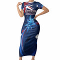 Proud To Be Australian Short Sleeve Bodycon Dress Australia Flag Day Waving Commonwealth Star