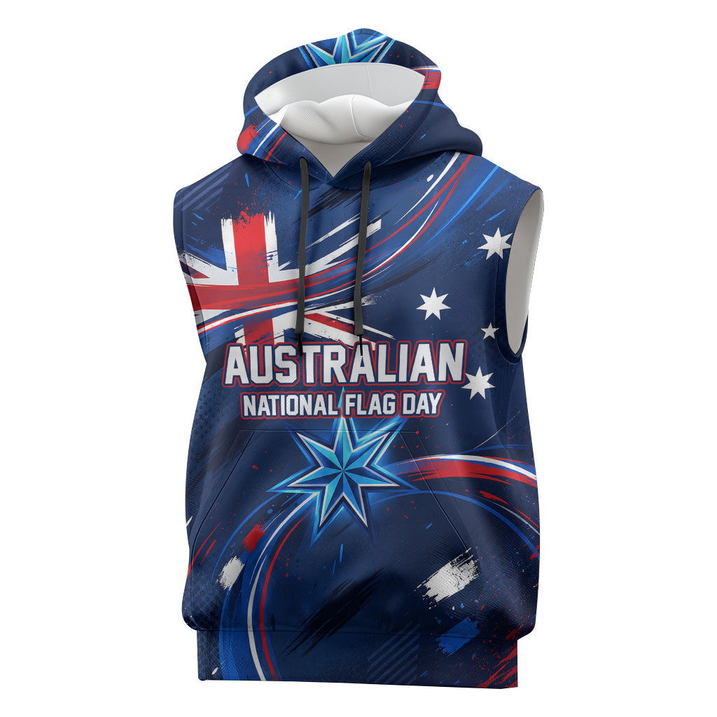 Proud To Be Australian Sleeveless Hoodie Australia Flag Day Waving Commonwealth Star