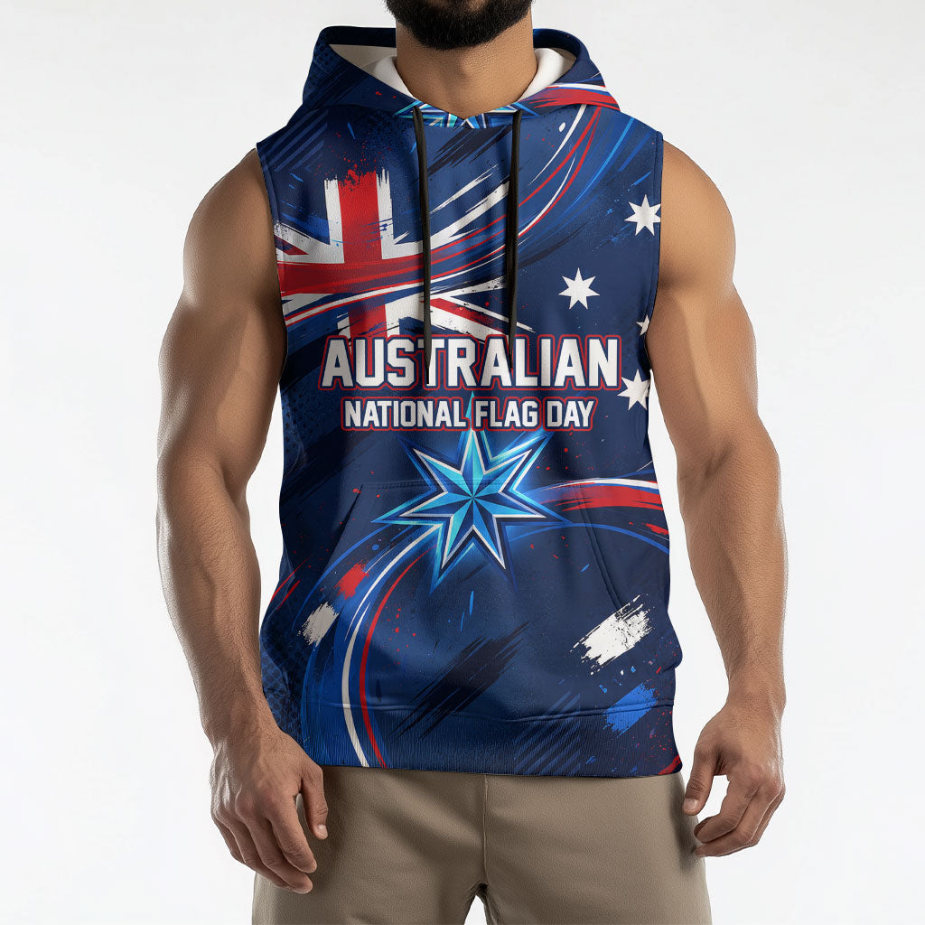 Proud To Be Australian Sleeveless Hoodie Australia Flag Day Waving Commonwealth Star
