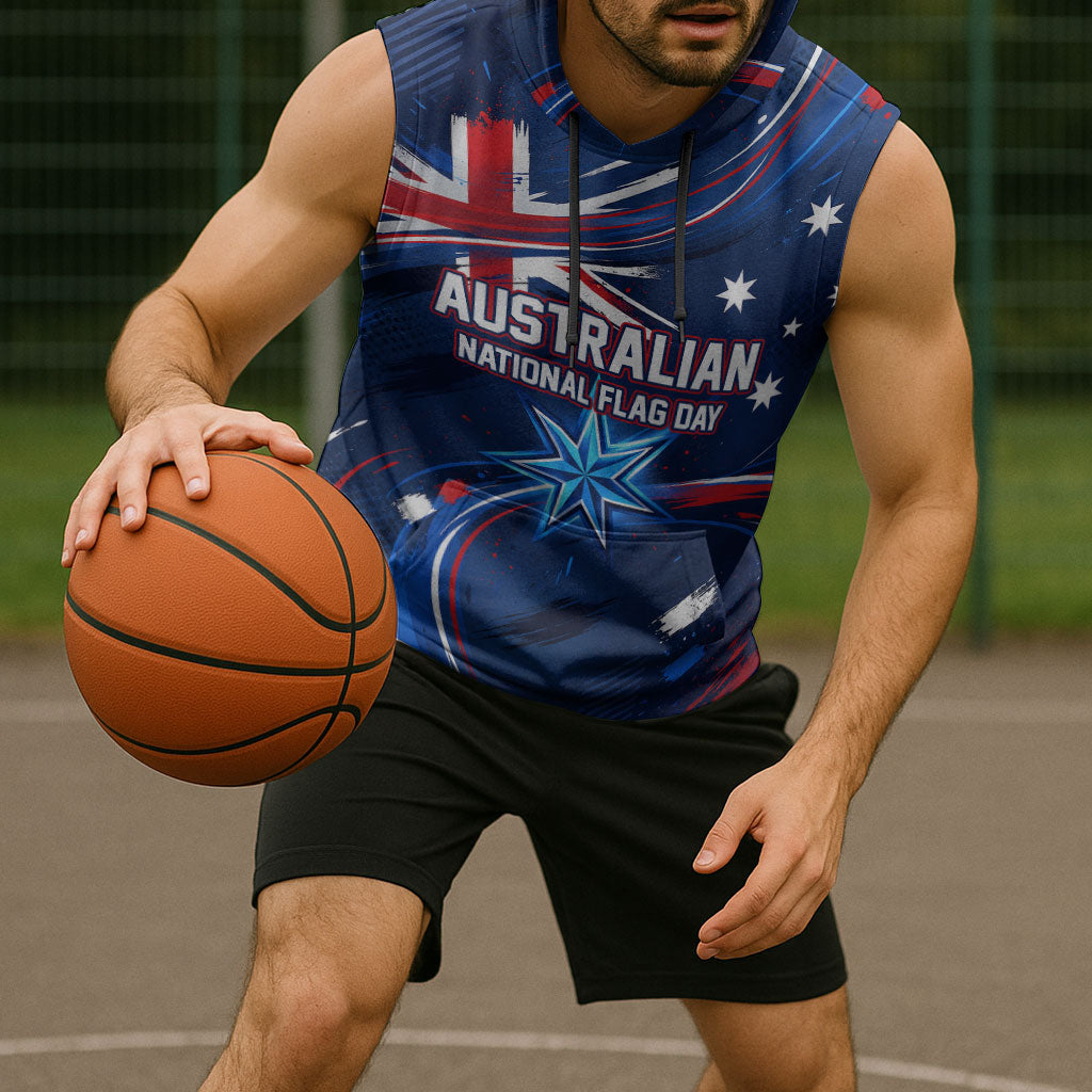 Proud To Be Australian Sleeveless Hoodie Australia Flag Day Waving Commonwealth Star