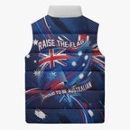 Proud To Be Australian Sleeveless Puffer Jacket Australia Flag Day Waving Commonwealth Star