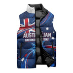 Proud To Be Australian Sleeveless Puffer Jacket Australia Flag Day Waving Commonwealth Star