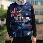 Proud To Be Australian Sleeveless Puffer Jacket Australia Flag Day Waving Commonwealth Star