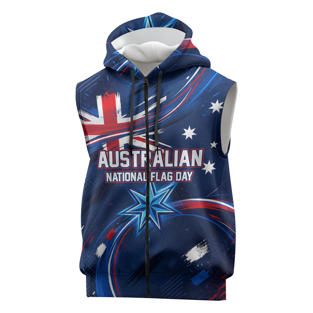 Proud To Be Australian Sleeveless Zip Hoodie Australia Flag Day Waving Commonwealth Star