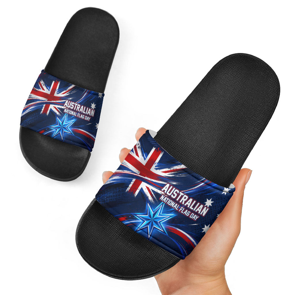 Proud To Be Australian Slide Sandals Australia Flag Day Waving Commonwealth Star