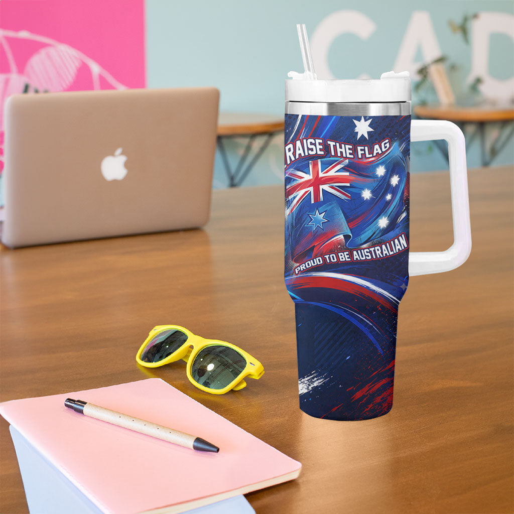 Proud To Be Australian Tumbler With Handle Australia Flag Day Waving Commonwealth Star