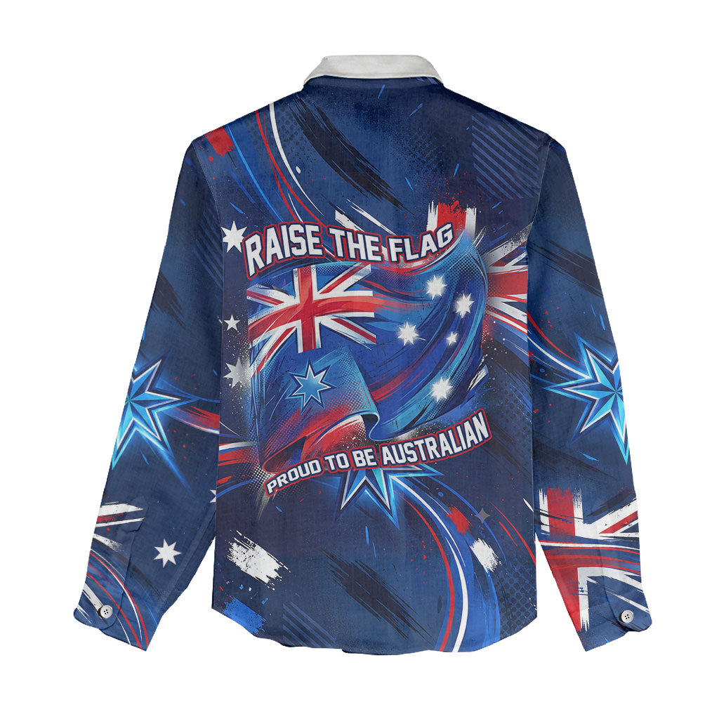Proud To Be Australian Women Casual Shirt Australia Flag Day Waving Commonwealth Star