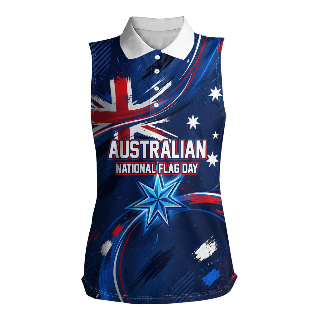 Proud To Be Australian Women Sleeveless Polo Shirt Australia Flag Day Waving Commonwealth Star