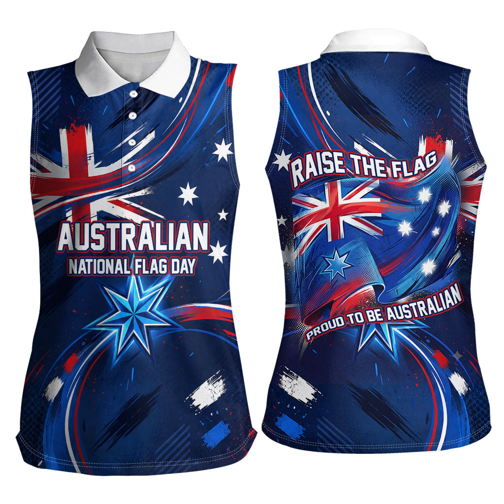 Proud To Be Australian Women Sleeveless Polo Shirt Australia Flag Day Waving Commonwealth Star