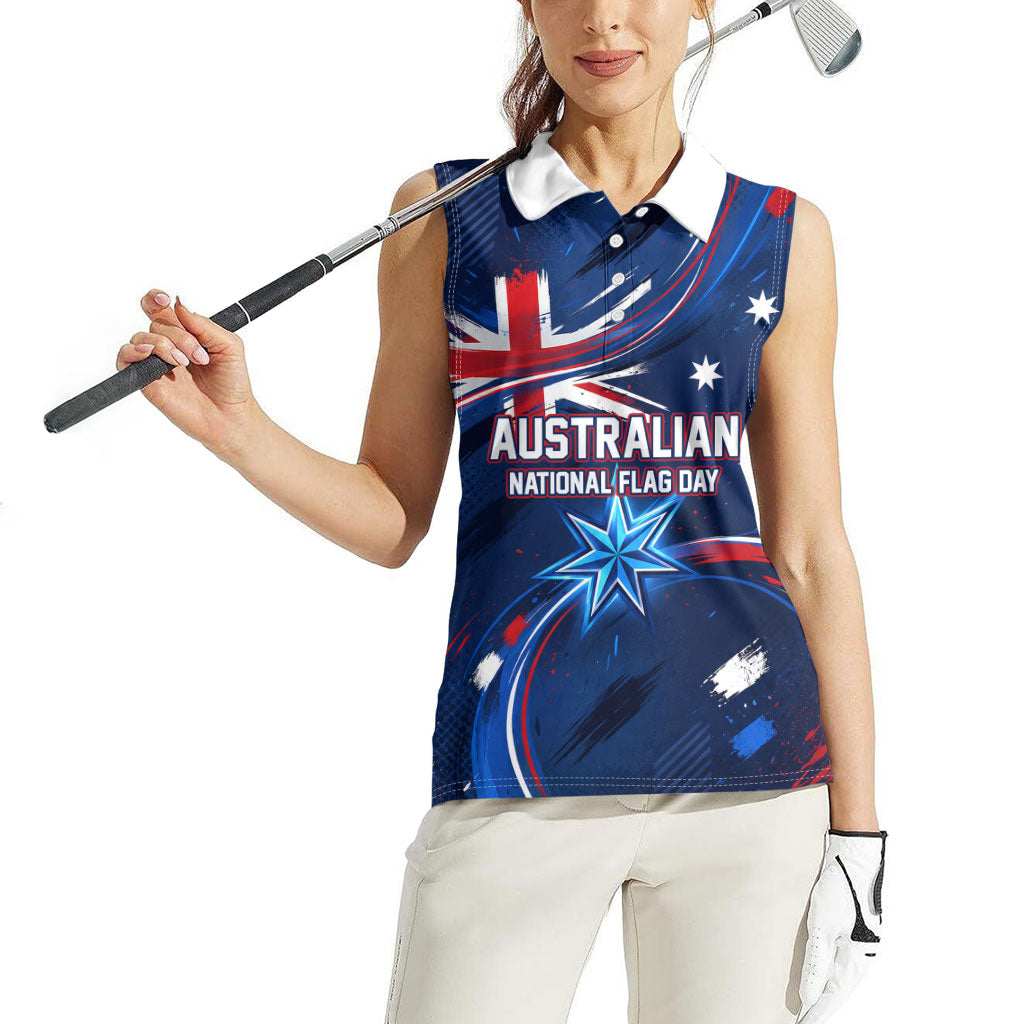 Proud To Be Australian Women Sleeveless Polo Shirt Australia Flag Day Waving Commonwealth Star
