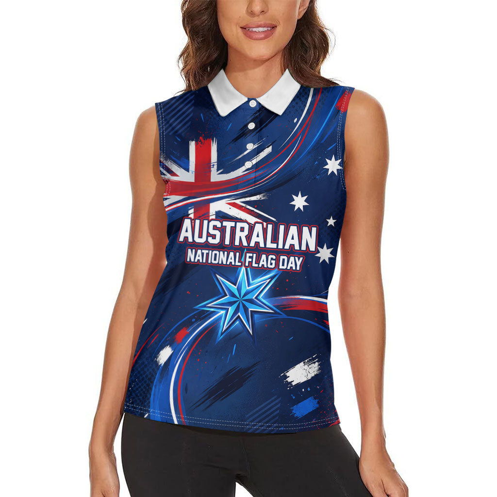 Proud To Be Australian Women Sleeveless Polo Shirt Australia Flag Day Waving Commonwealth Star