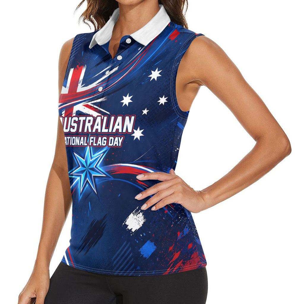 Proud To Be Australian Women Sleeveless Polo Shirt Australia Flag Day Waving Commonwealth Star