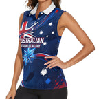 Proud To Be Australian Women Sleeveless Polo Shirt Australia Flag Day Waving Commonwealth Star