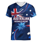 Proud To Be Australian Women V-Neck T-Shirt Australia Flag Day Waving Commonwealth Star