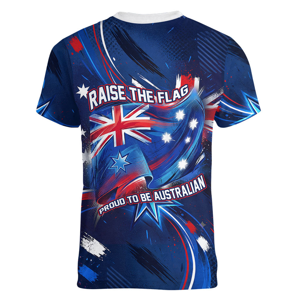 Proud To Be Australian Women V-Neck T-Shirt Australia Flag Day Waving Commonwealth Star