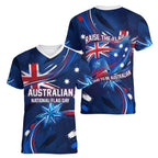 Proud To Be Australian Women V-Neck T-Shirt Australia Flag Day Waving Commonwealth Star