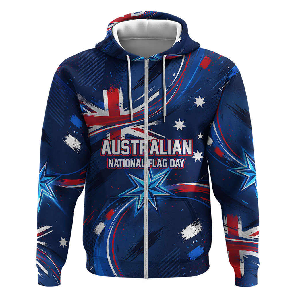 Proud To Be Australian Zip Hoodie Australia Flag Day Waving Commonwealth Star