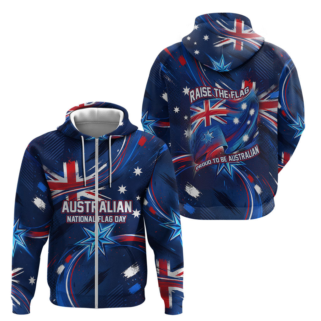Proud To Be Australian Zip Hoodie Australia Flag Day Waving Commonwealth Star