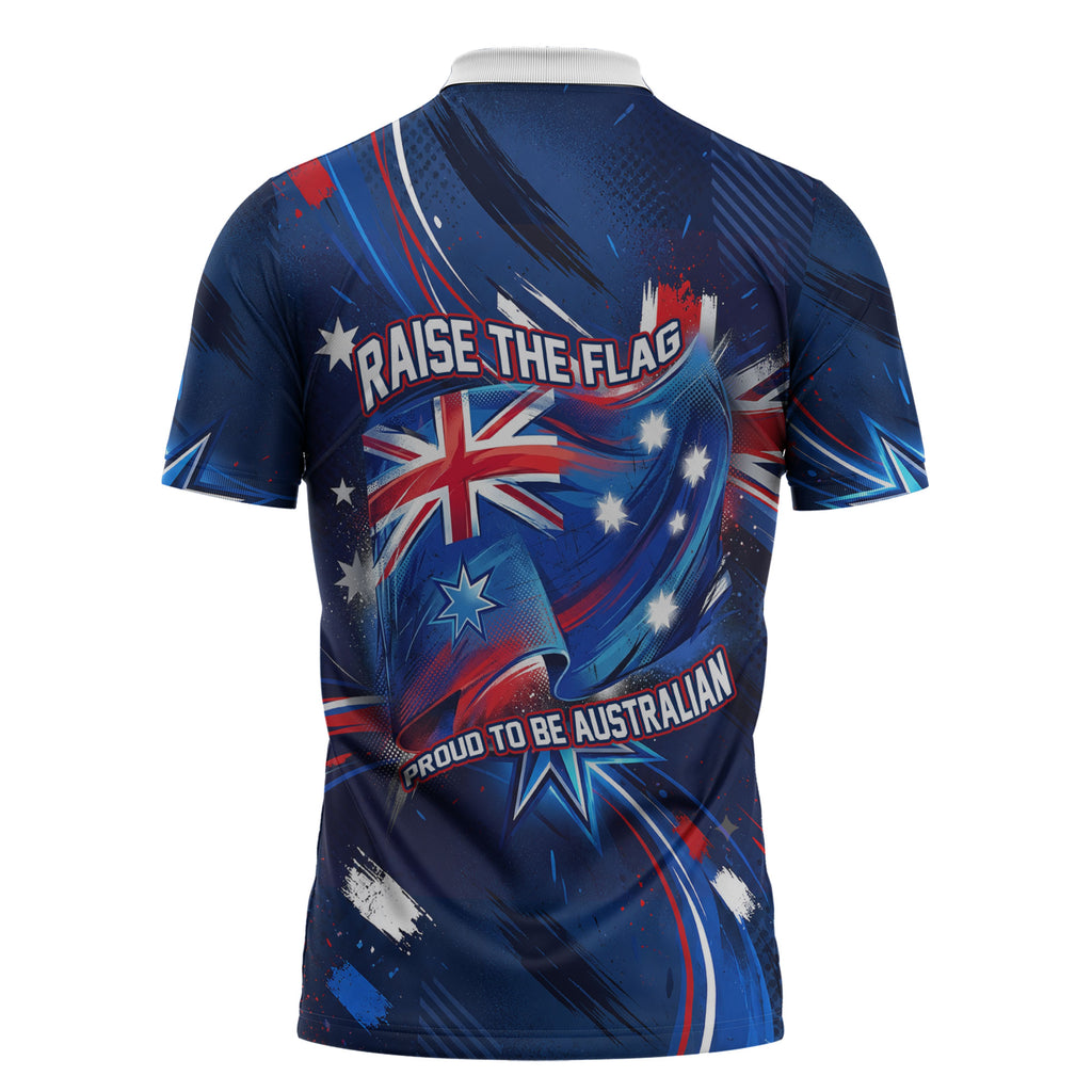 Proud To Be Australian Zipper Polo Shirt Australia Flag Day Waving Commonwealth Star