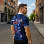 Proud To Be Australian Zipper Polo Shirt Australia Flag Day Waving Commonwealth Star