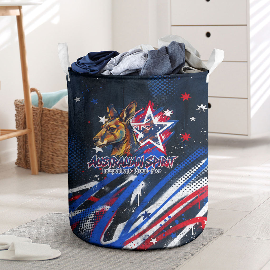 Australian National Flag Day Laundry Basket Kangaroo Mascot and Country Map