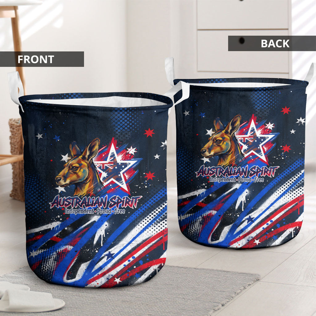 Australian National Flag Day Laundry Basket Kangaroo Mascot and Country Map